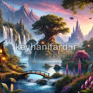 منظره رویایی با آبشار و دریاچه
